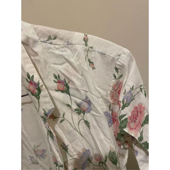 Vintage bonwit teller floral roses collared lightweight flowy open cardigan 90s - Picture 4 of 8